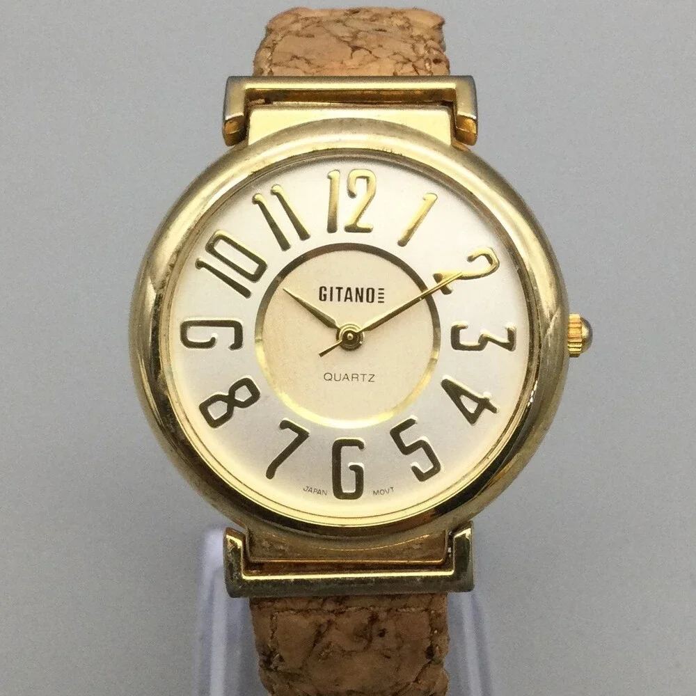 Gitano Womens Watch 35mm Champagne Dial Gold Tone Braided Band New Battery